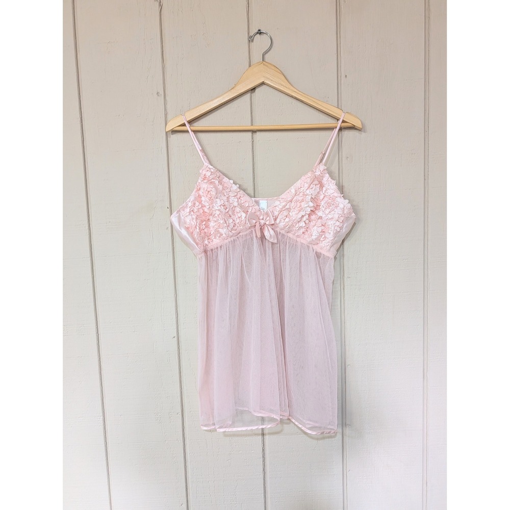Flora Nikrooz Bellflower Babydoll Chemise Pink‎ Floral Dainty Bridal Ethereal